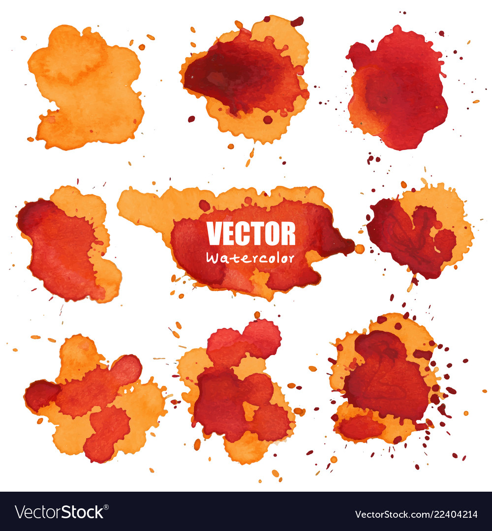 Set Splash Orange Watercolor Splash Royalty Free Vector