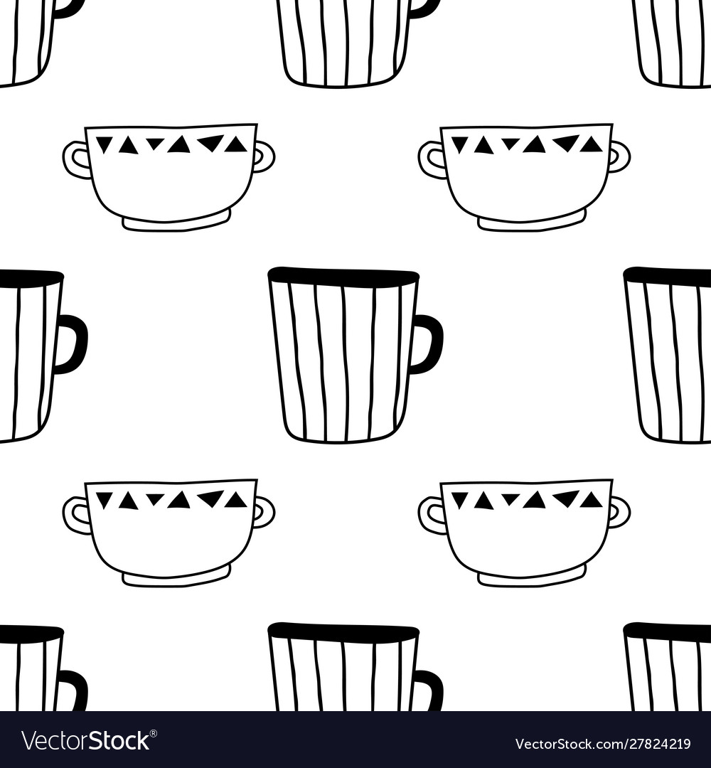 Black and white tea or coffee mugs