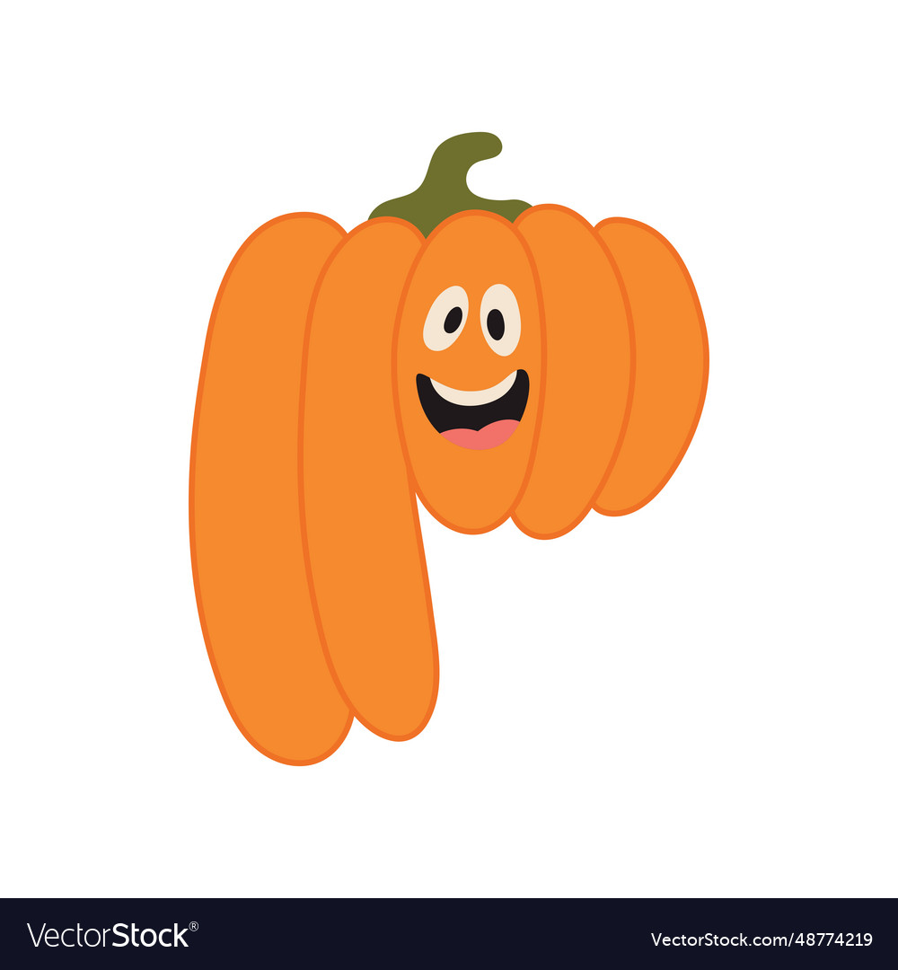 Cute halloween alphabet letter p pumpkin Vector Image