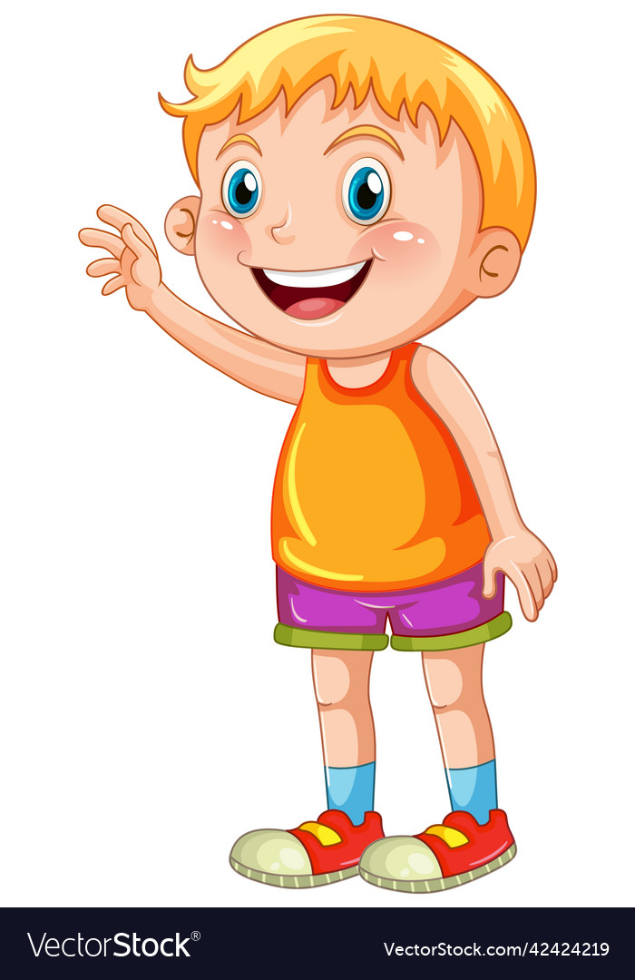 Happy young boy cartoon character standing Vector Image