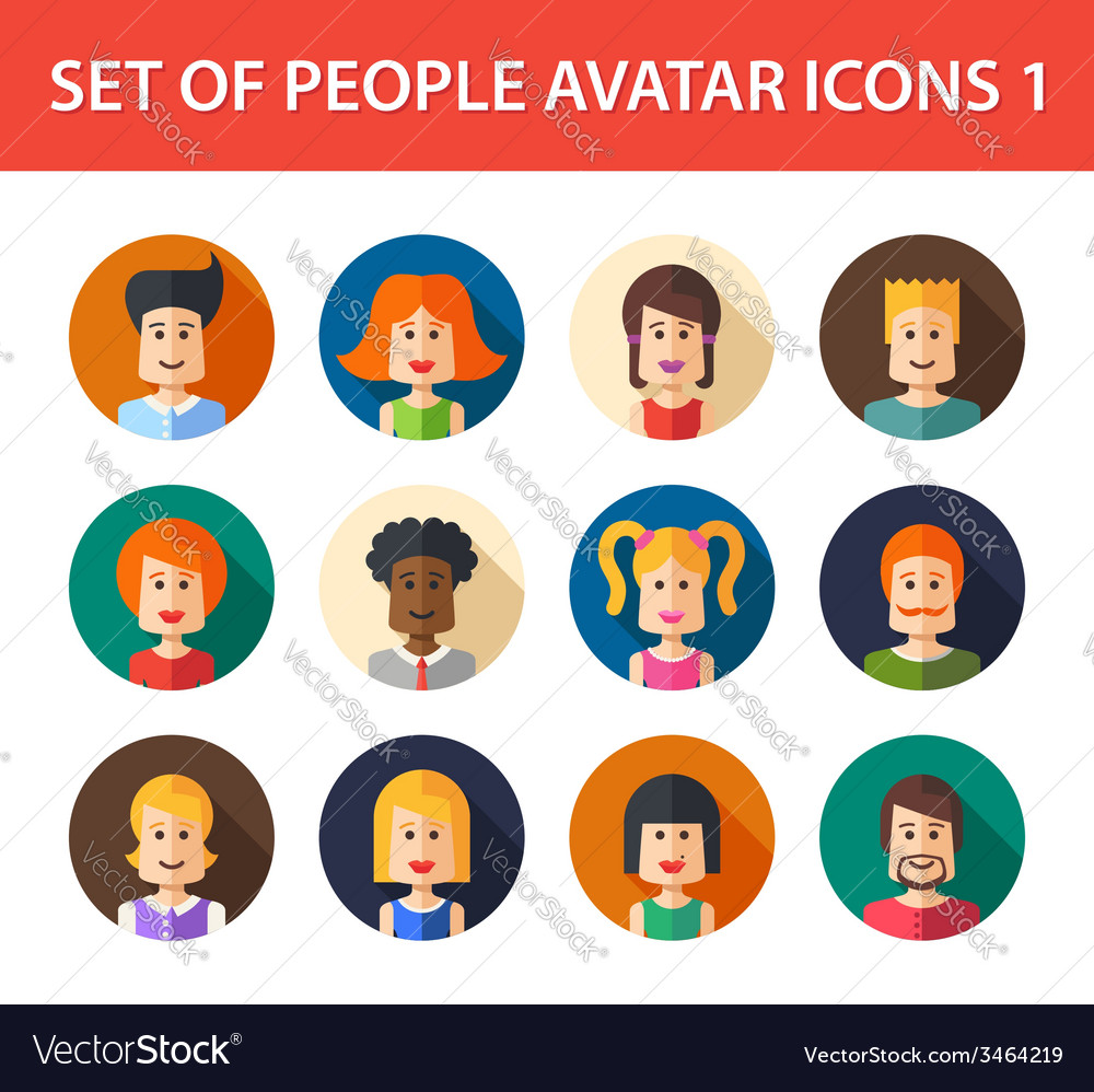 Set Isolated Flat Design People Icon Avatars Vector Image