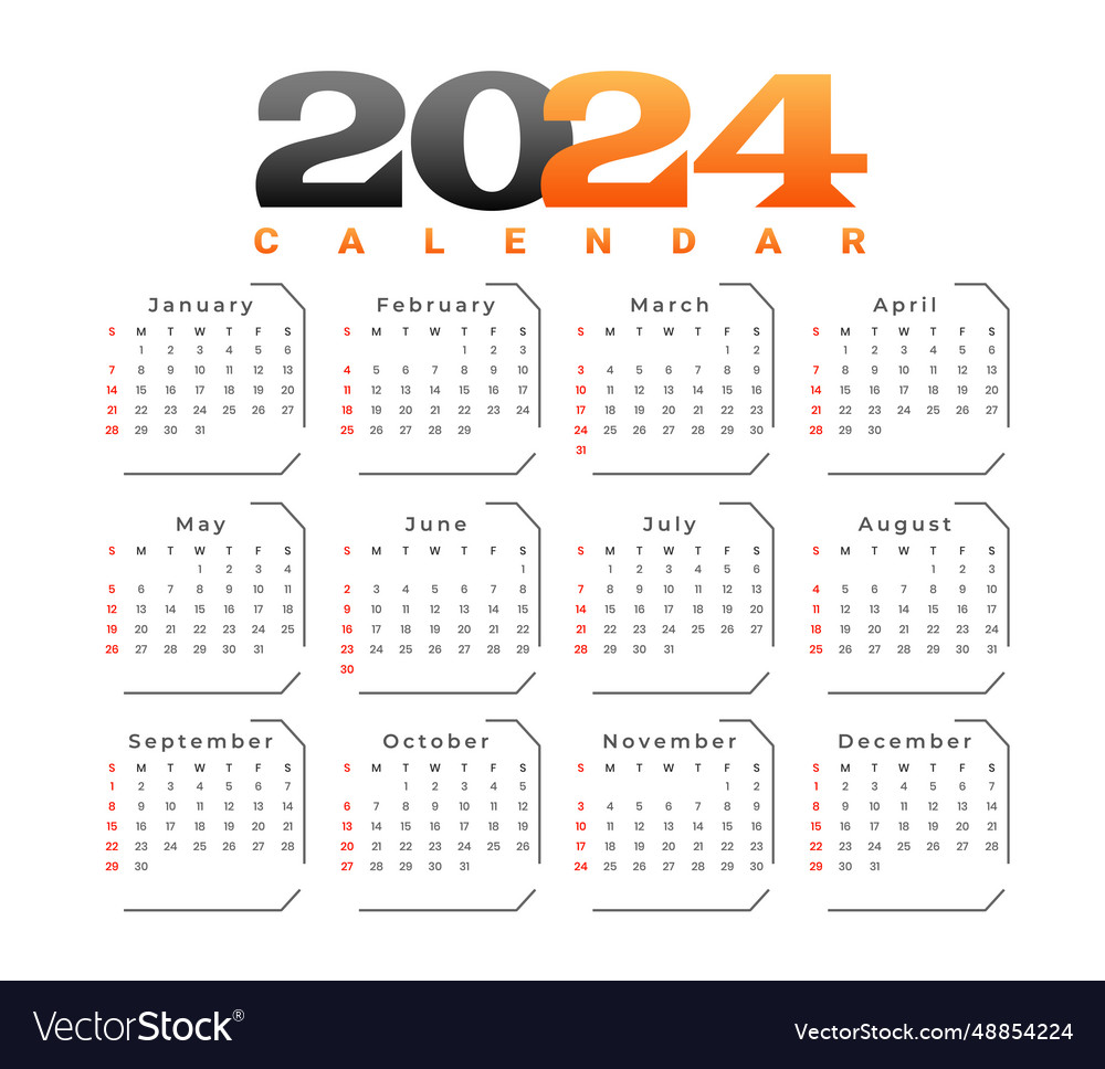 2024 monthly schedule calendar template a Vector Image