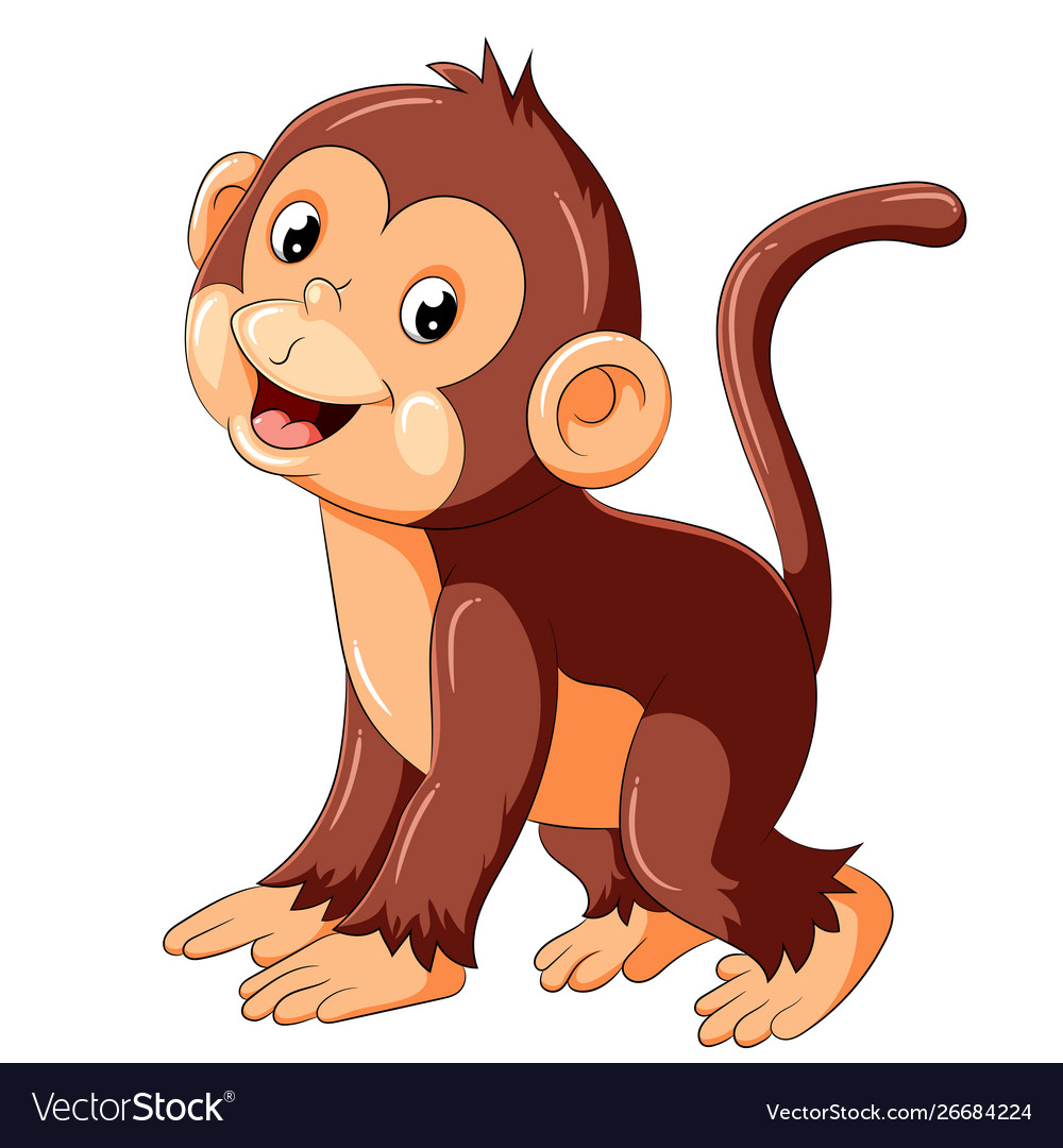 Happy Monkey Cartoon Walking Royalty Free Vector Image