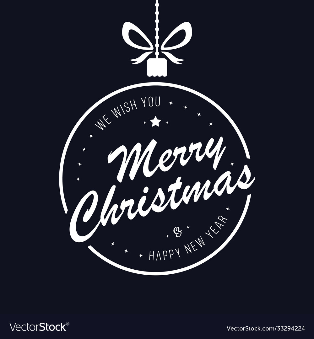 Merry Christmas Bauble Greetings Blue Background Vector Image