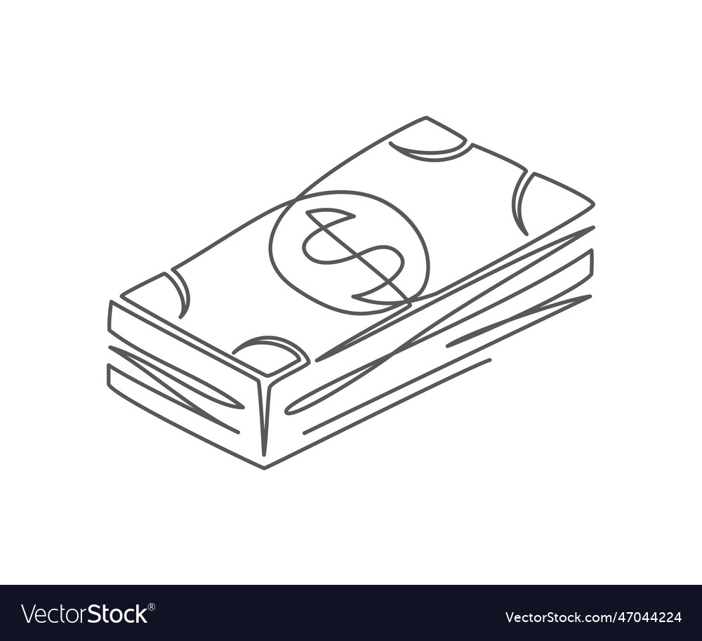 Money one line drawing on white background Vector Image