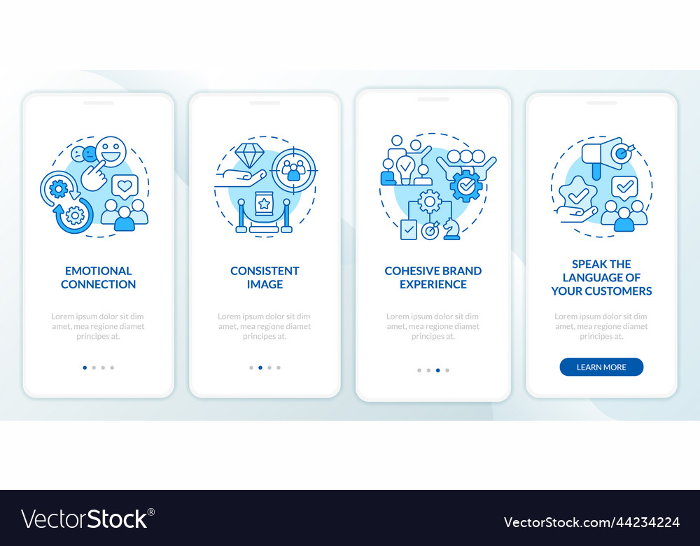 Ways to develop brand longevity blue onboarding Vector Image