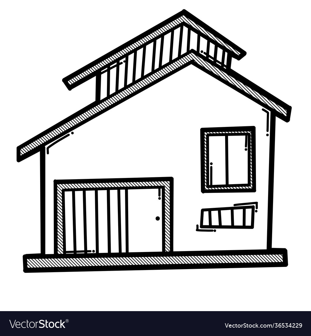 House building doodle icon drawing sketch hand Vector Image