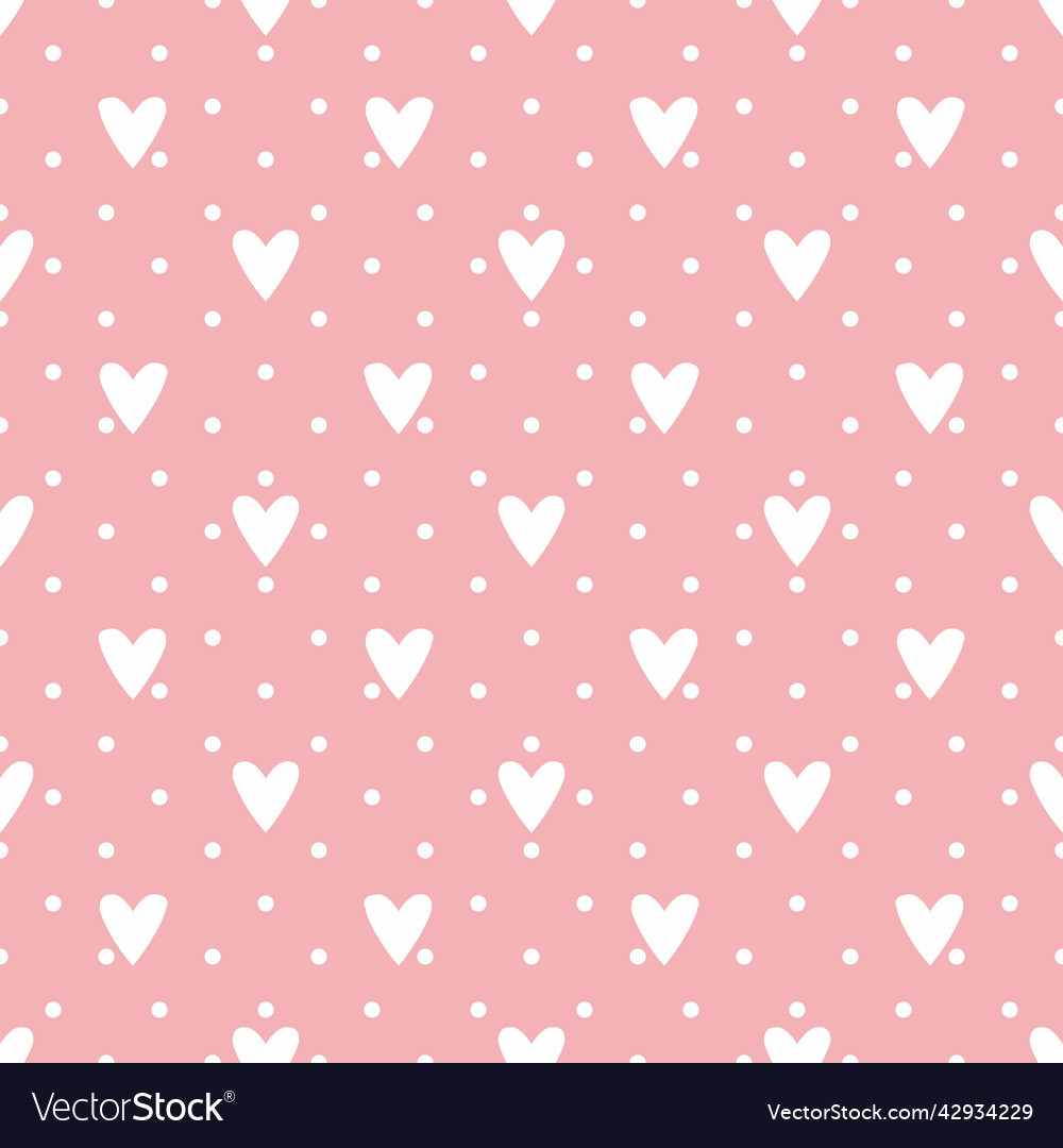 Pink background with hearts and polka dots