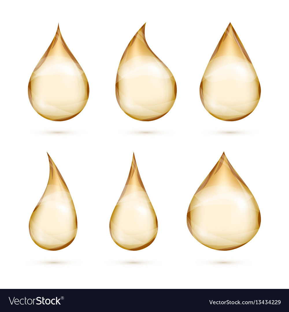 Realistic oil drops set isolated white vector image Realistic oil drops set isolated white