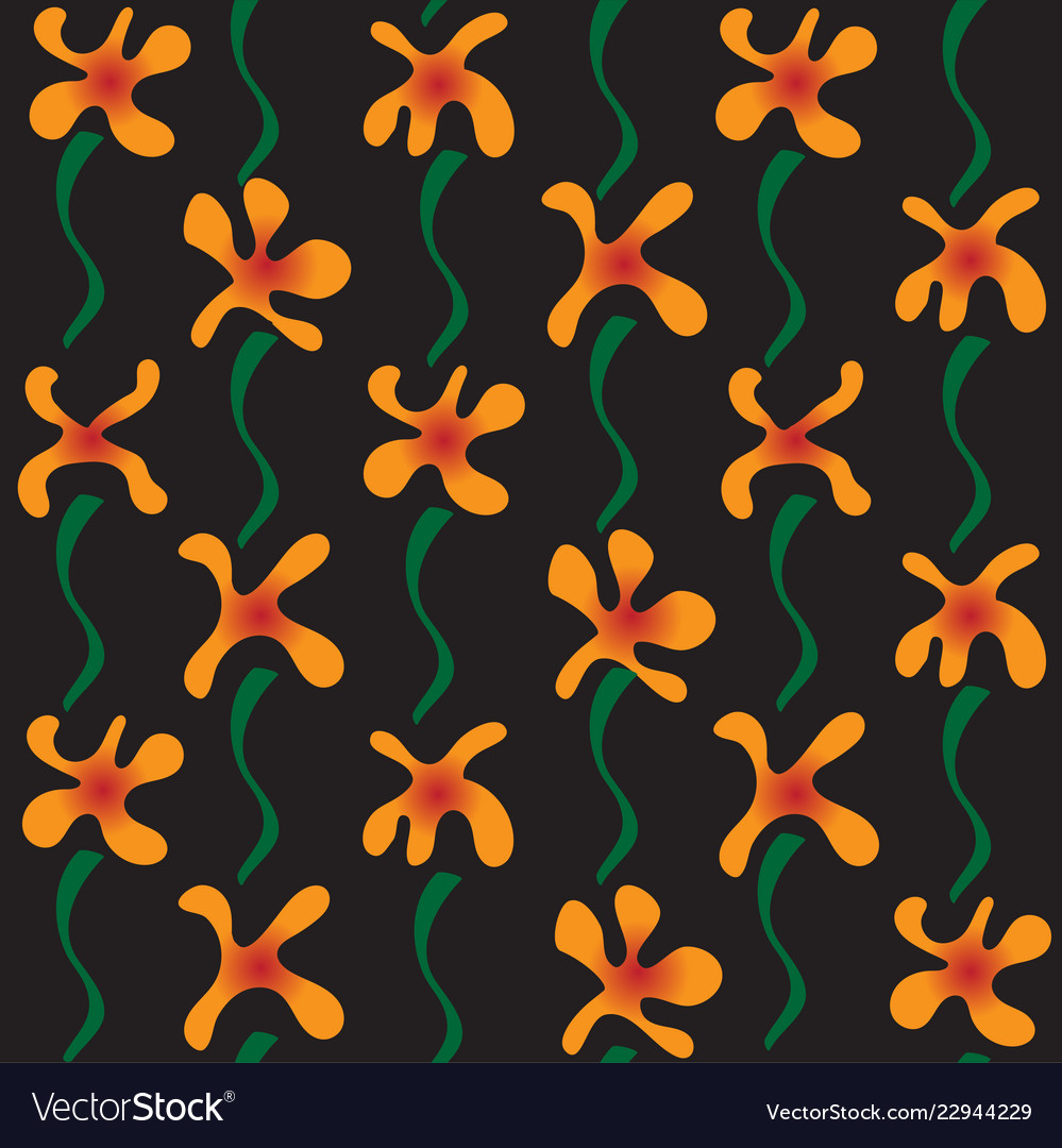 Seamless pattern of fantastic orange flowers