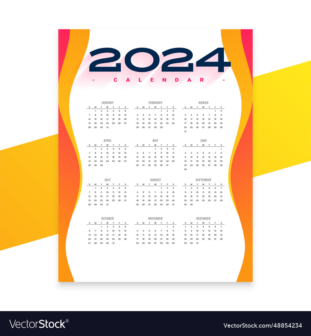 2024 monthly planner calendar template Royalty Free Vector