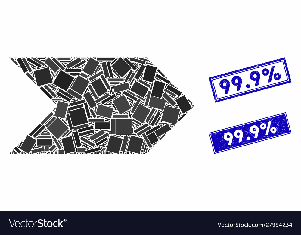 Richtung Pfeil Mosaik und Grunge Rechteck Dichtungen