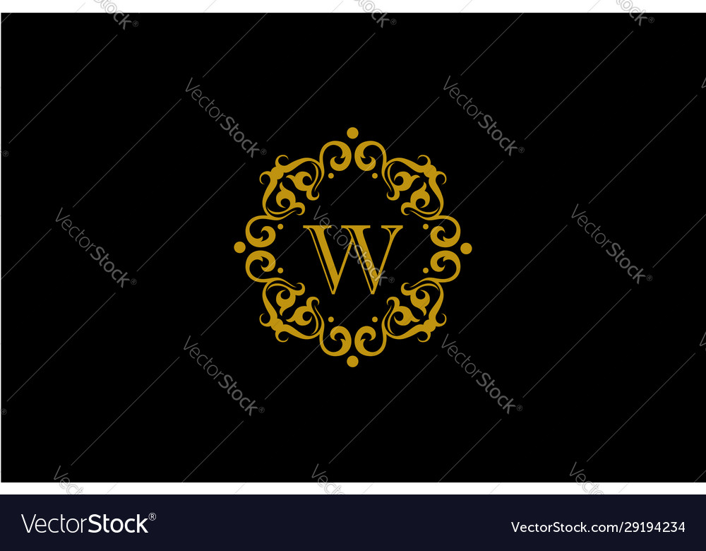 Gold elegant letter w graceful style