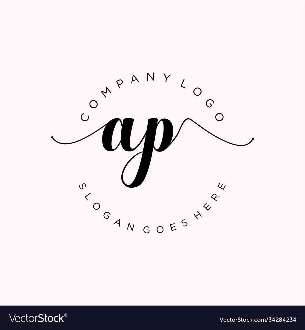 Initial ap handwriting logo with circle template Vector Image