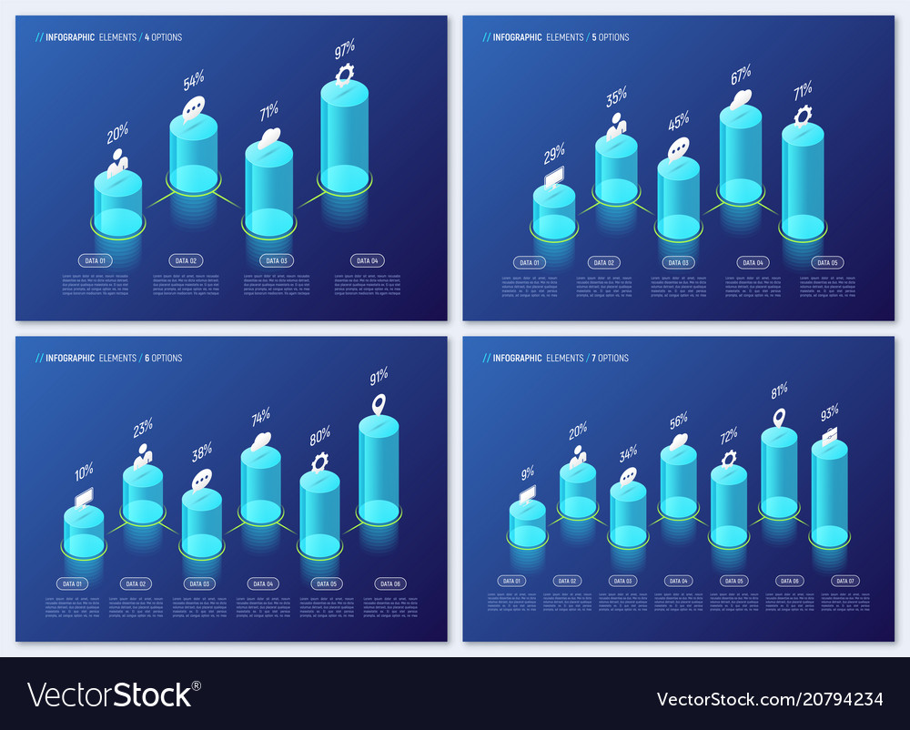 Modern isometric infographic designs charts