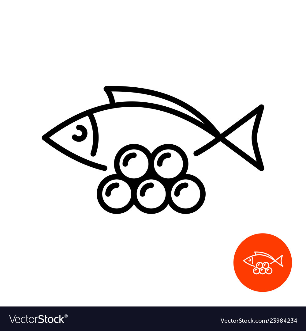 Download Simple fish silhouette with caviar line icon Vector Image