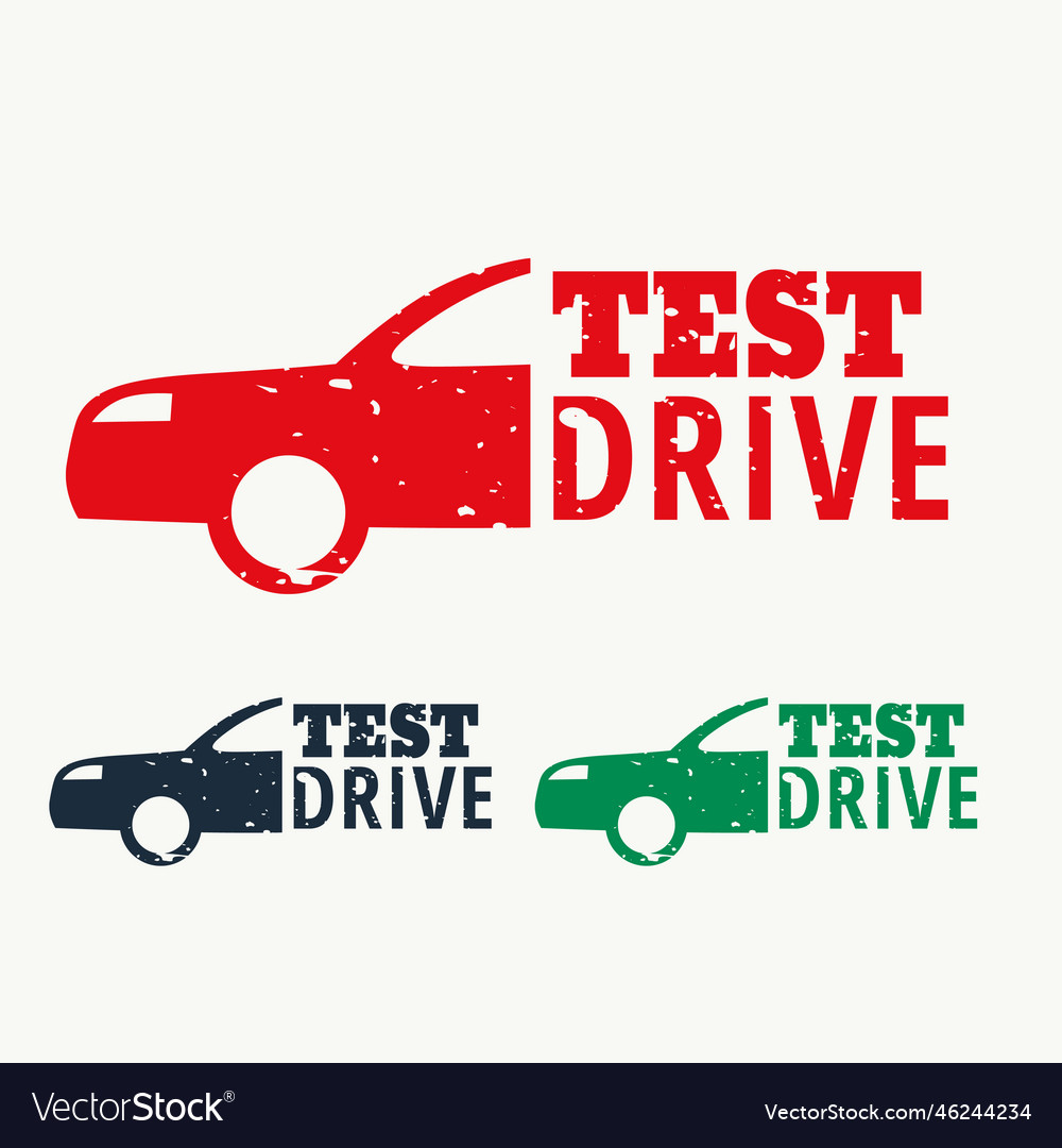 Test drive sign stamp design Royalty Free Vector Image