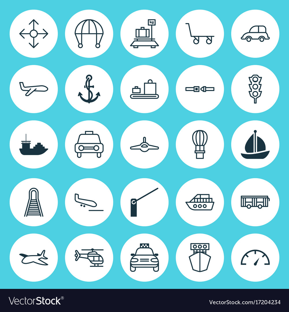 Vehicle icons set collection of safety belt Vector Image