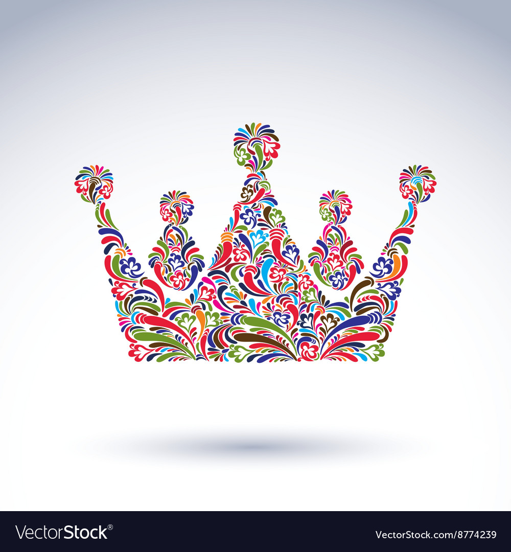 Colorful flower-patterned crown coronation design Vector Image