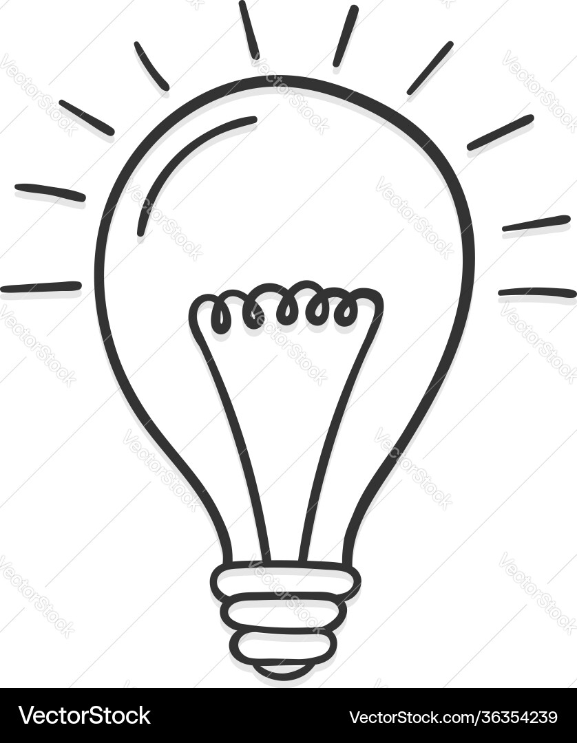 Hand drawn lightbulb Royalty Free Vector Image