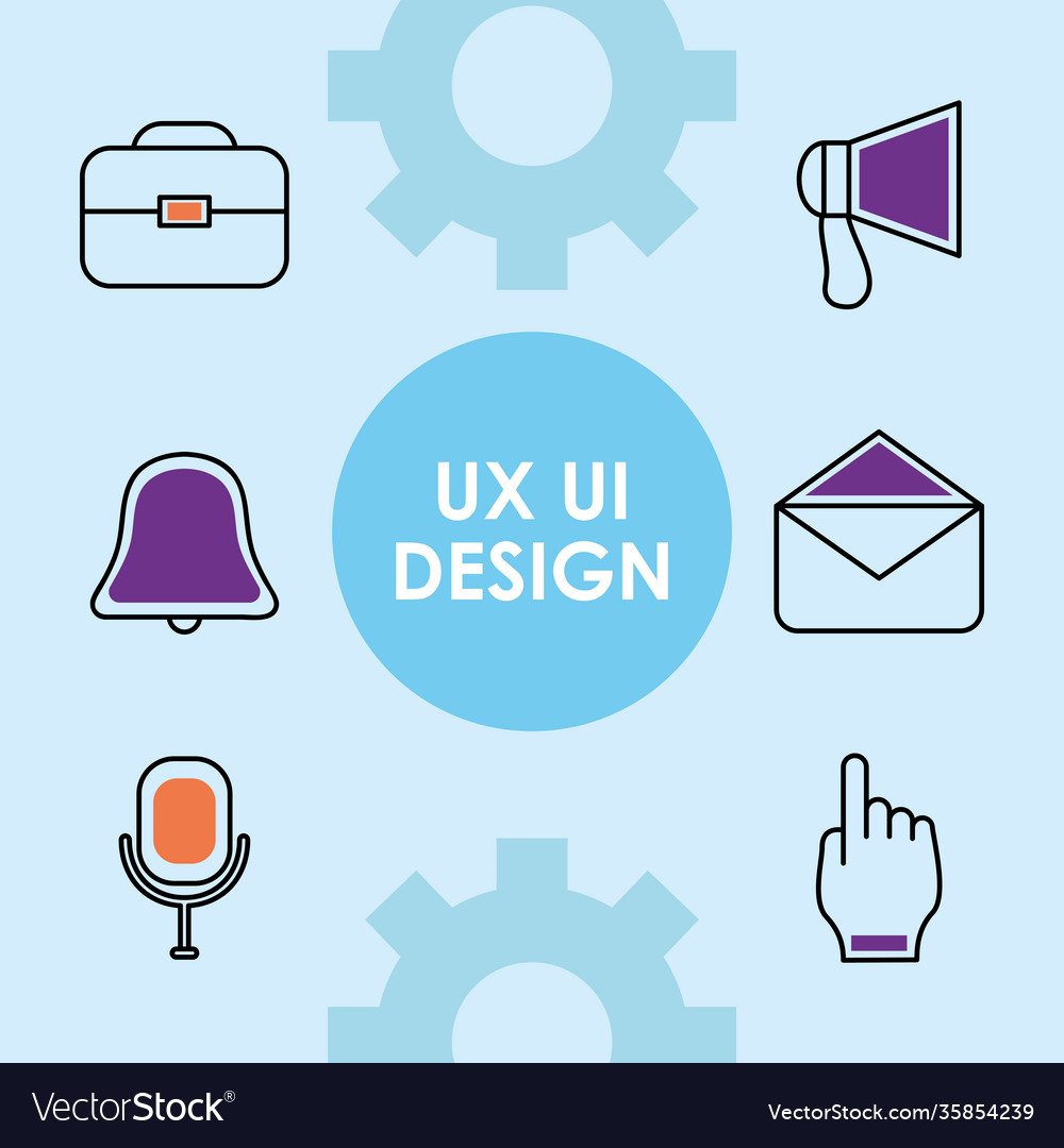 Icon set ux ui line icons half color Royalty Free Vector