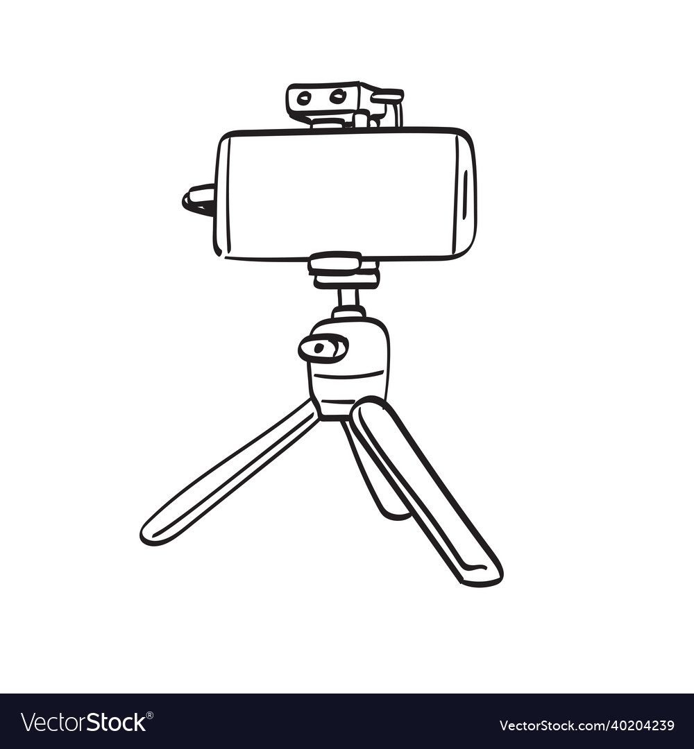 Line art smart phone and tripod with microphone