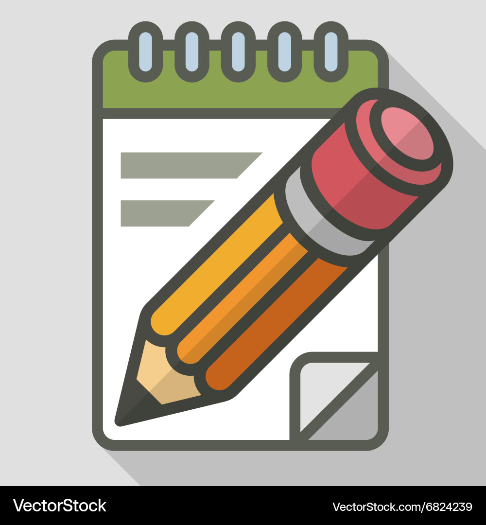 Pencil with notepad Royalty Free Vector Image - VectorStock