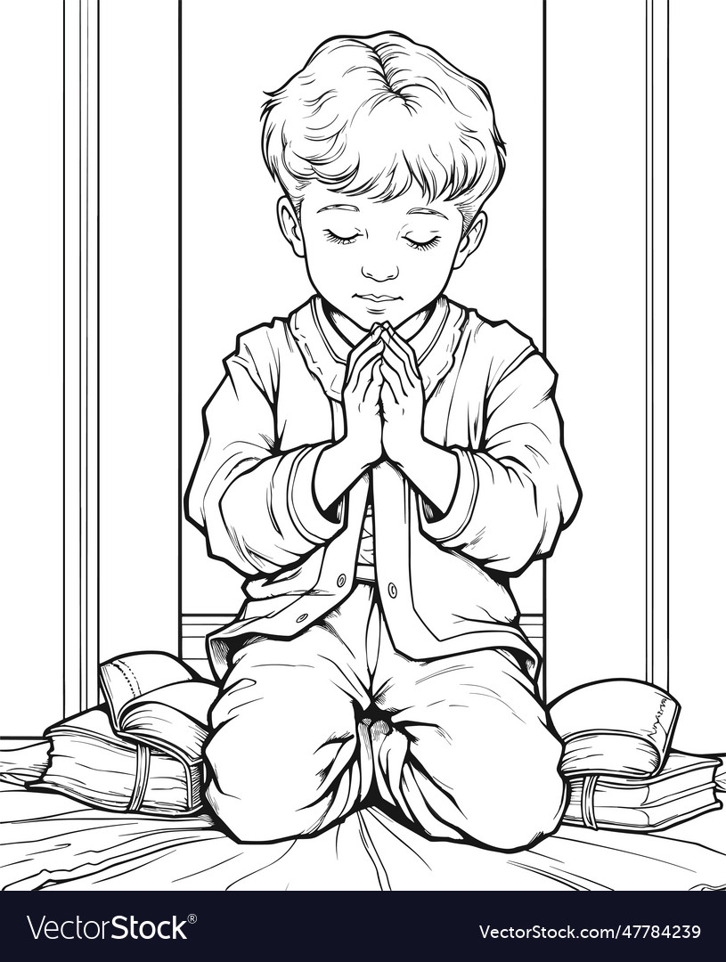 Praying kid Royalty Free Vector Image - VectorStock