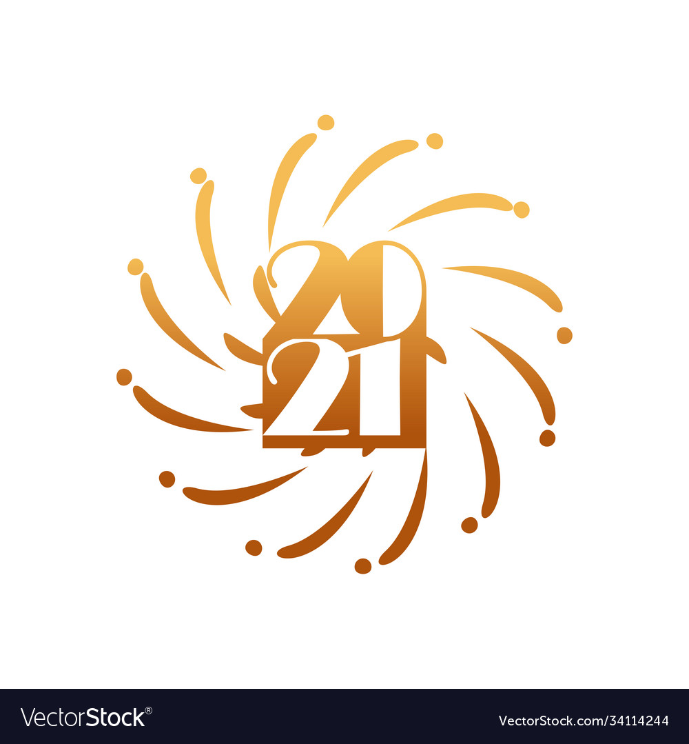 2021 with lines gold gradient style icon