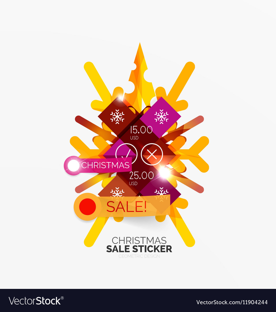 Geometric christmas sale stickers Royalty Free Vector Image