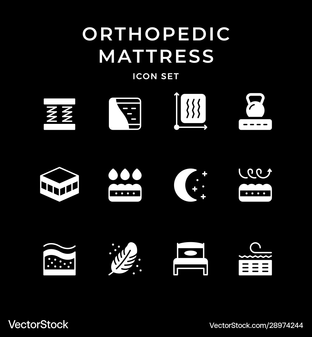 Set icons orthopedic mattress Royalty Free Vector Image