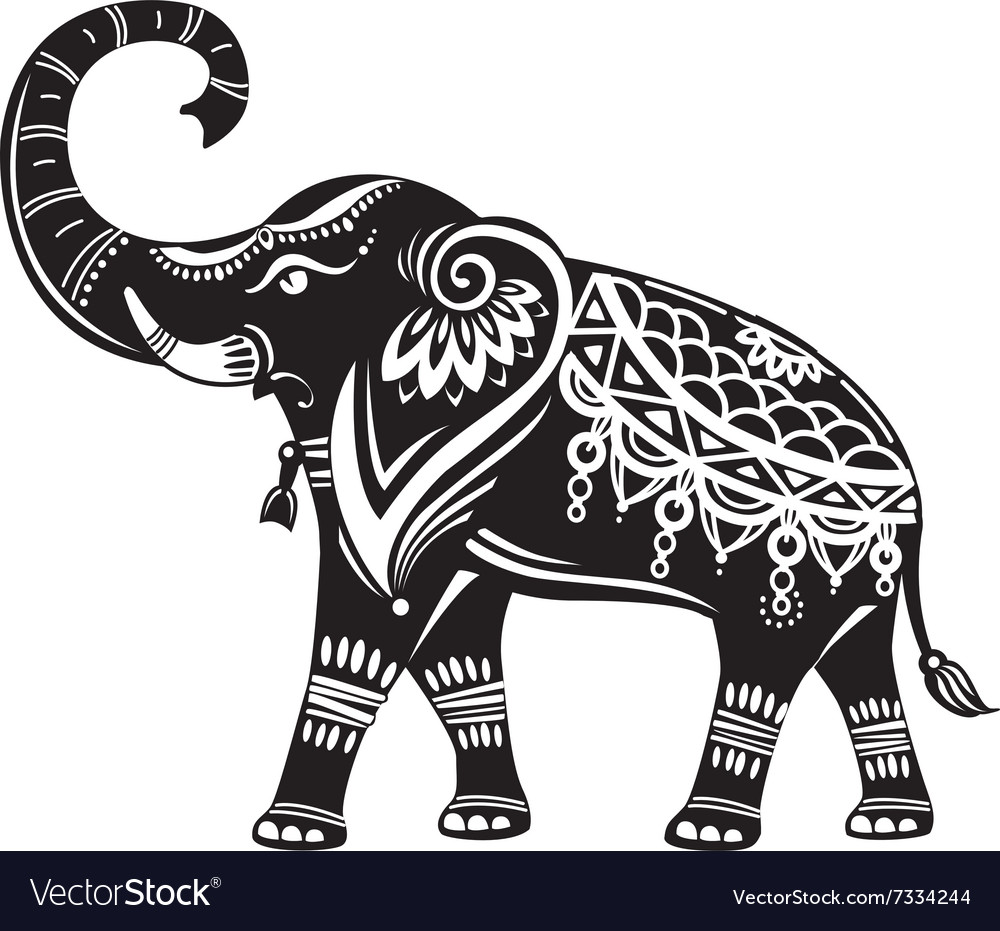 Stylized decorated elephant Royalty Free Vector Image