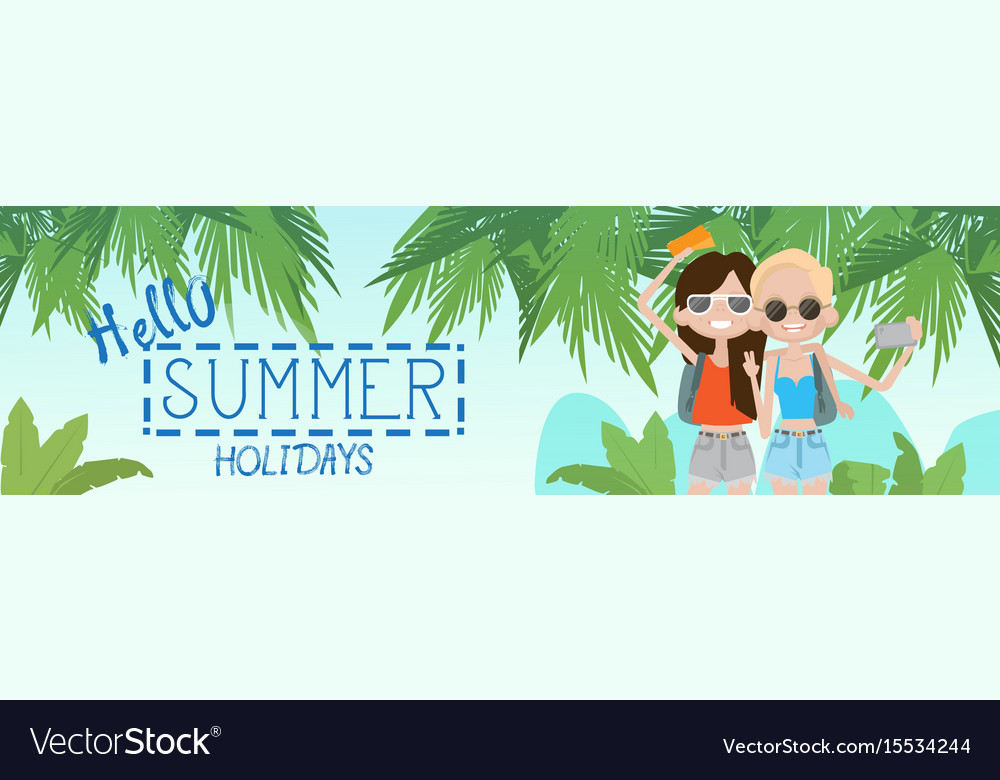 Two girls on summer beach vacation concept seaside