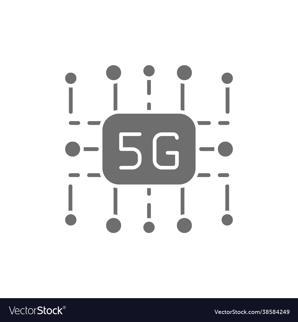 5g internet technology wireless chip grey icon