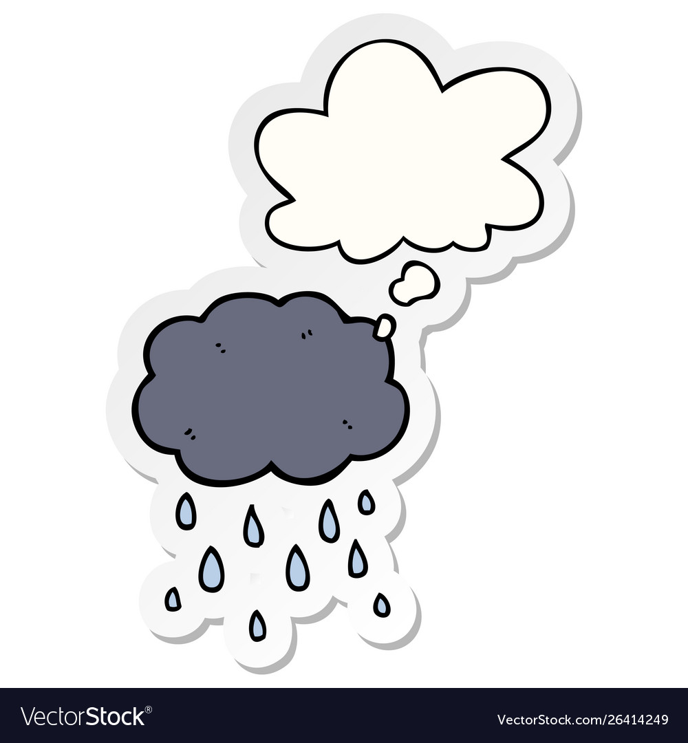 Cartoon cloud raining and thought bubble Vector Image