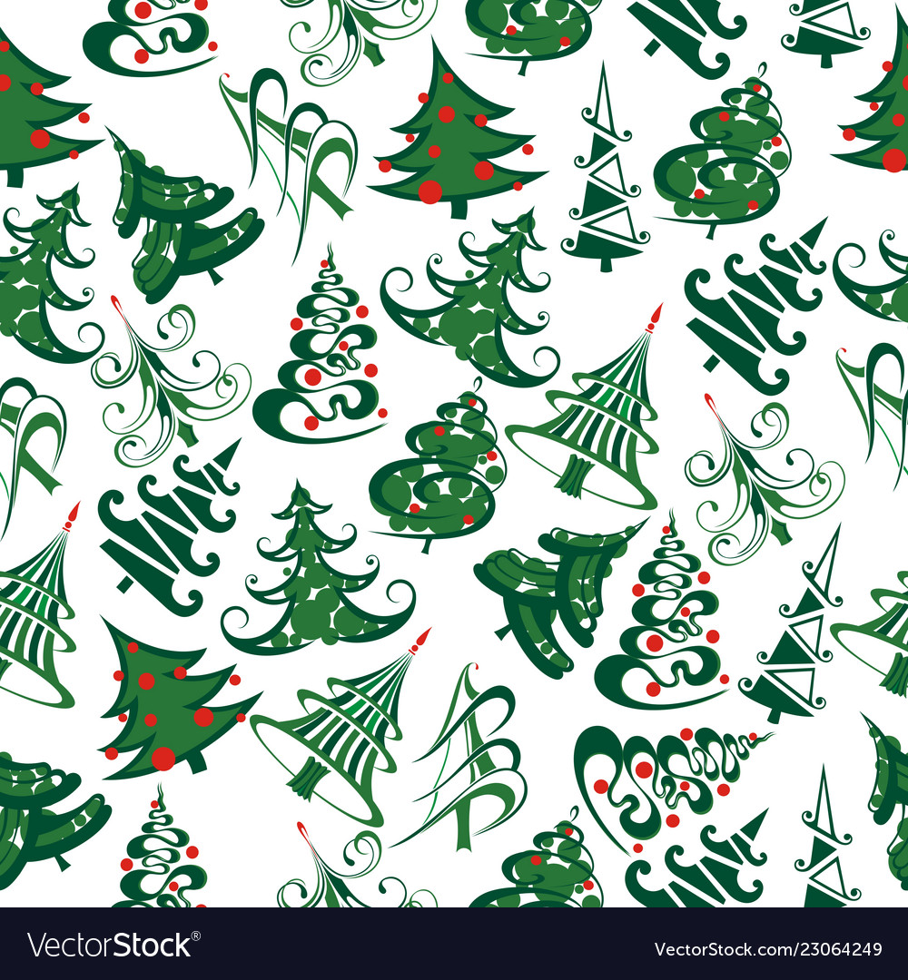 Christmas tree seamless pattern Royalty Free Vector Image