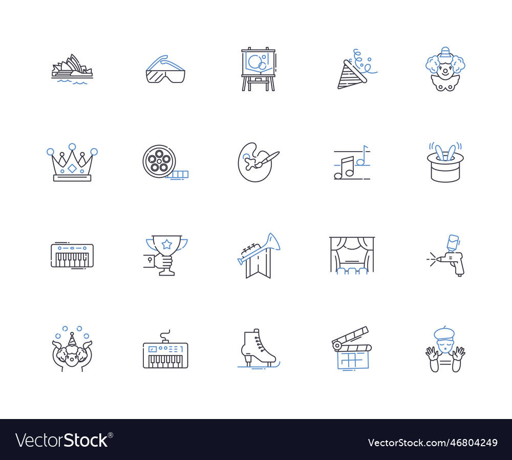 Data analytics line icons collection analysis