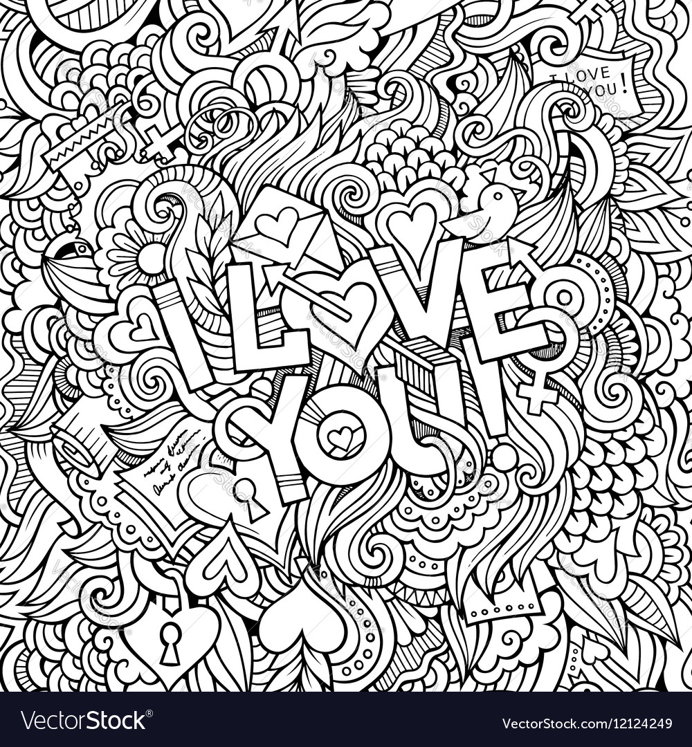 Love hand lettering and doodles elements Vector Image