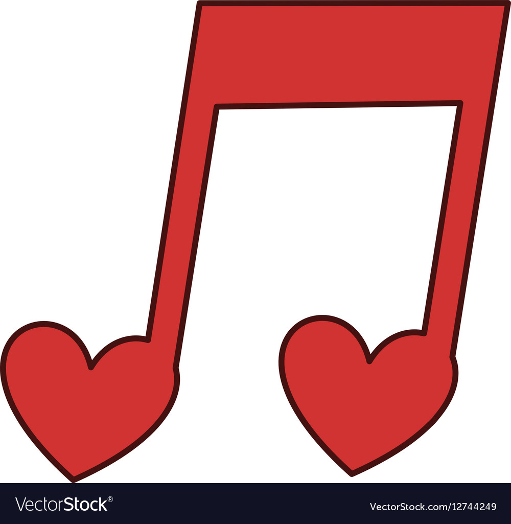 Music note with heart Royalty Free Vector Image