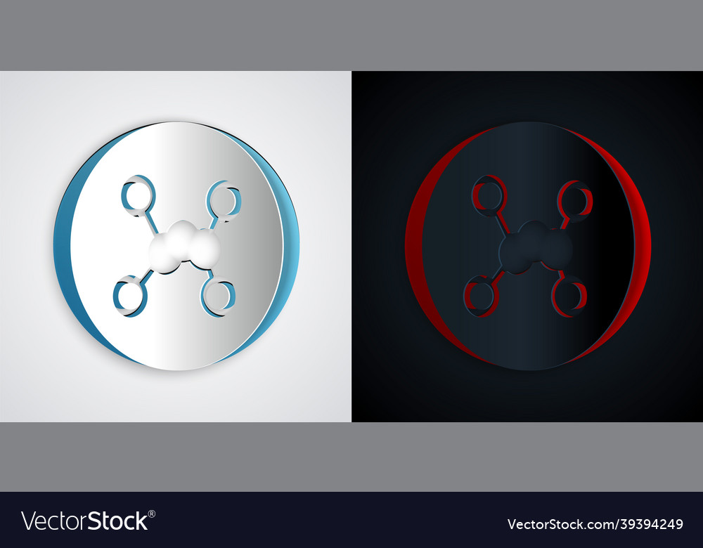 Paper cut chemical formula icon isolated on grey Vector Image