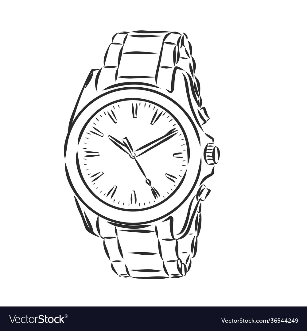 Sketch wrist watch isolated on white background Vector Image