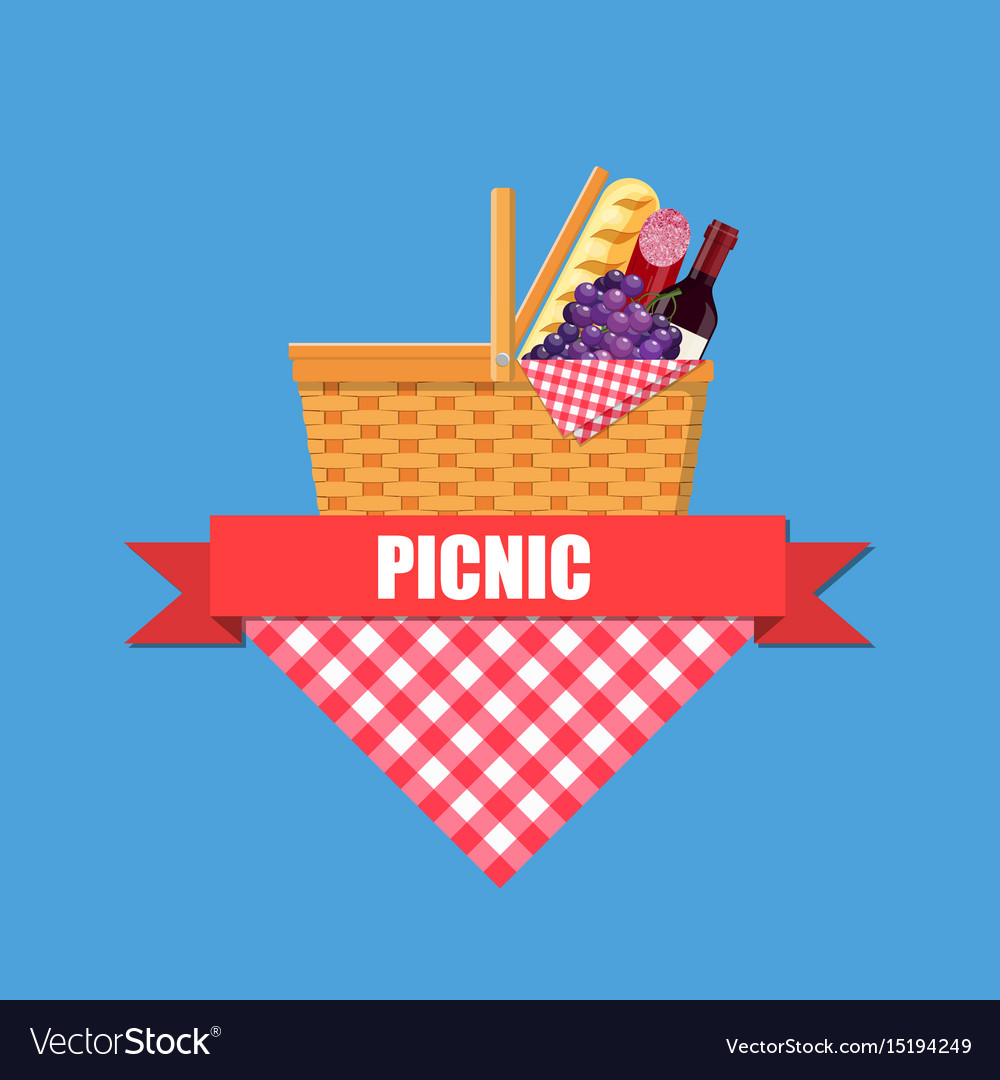 Wicker picnic basket Royalty Free Vector Image