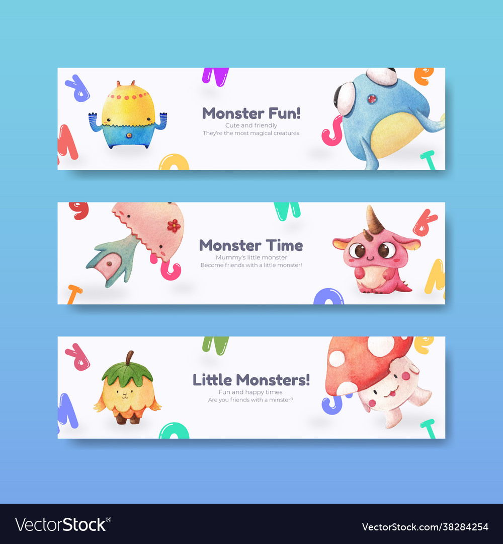 Banner template with monster concept design Vector Image