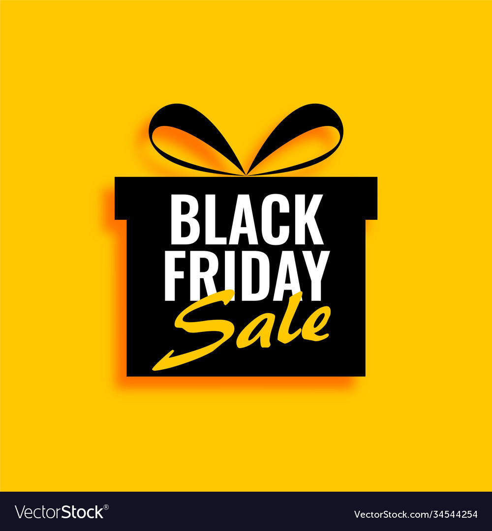 Black friday sale gift on yellow background