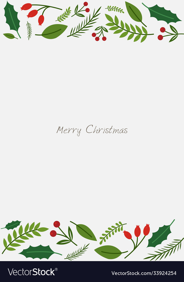 Christmas plants flat design frame for decoration