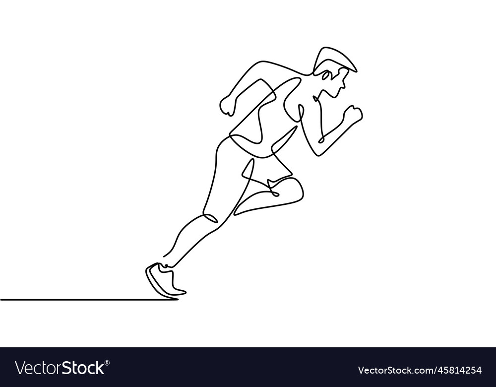 Continuous line drawing of sport man doing Vector Image