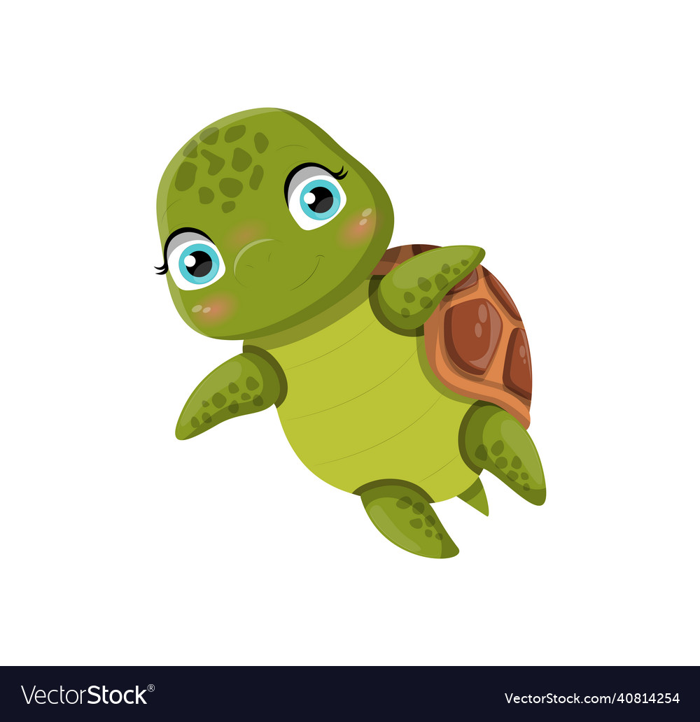 Cute turtle swim Royalty Free Vector Image - VectorStock