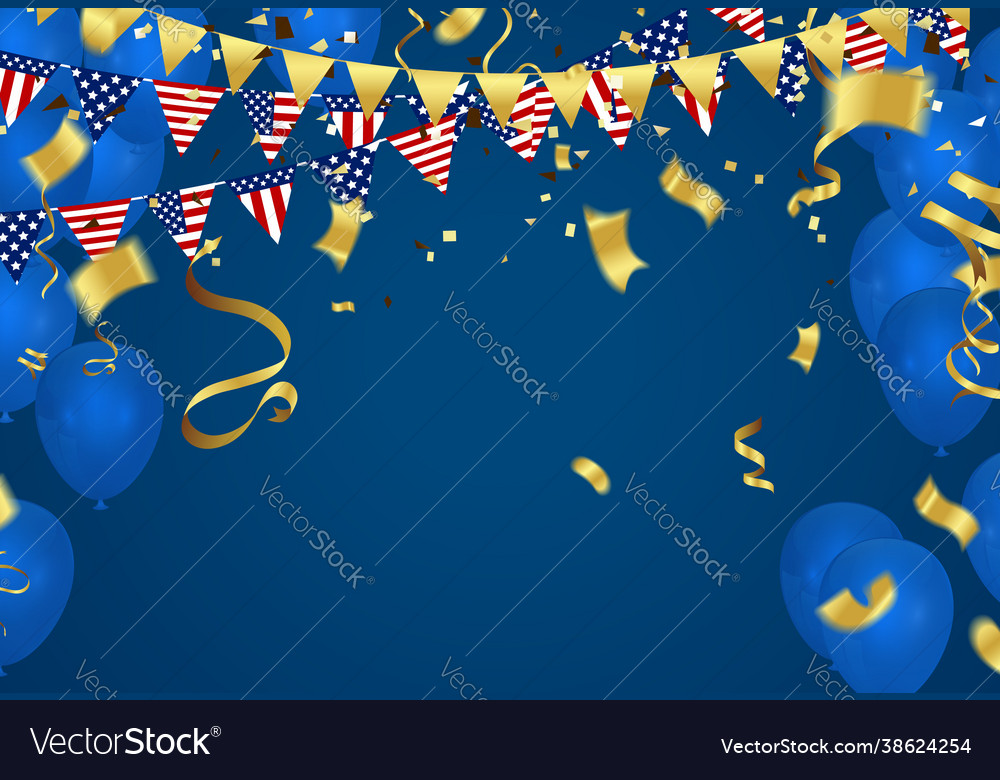 Gold balloons and celebration background template Vector Image