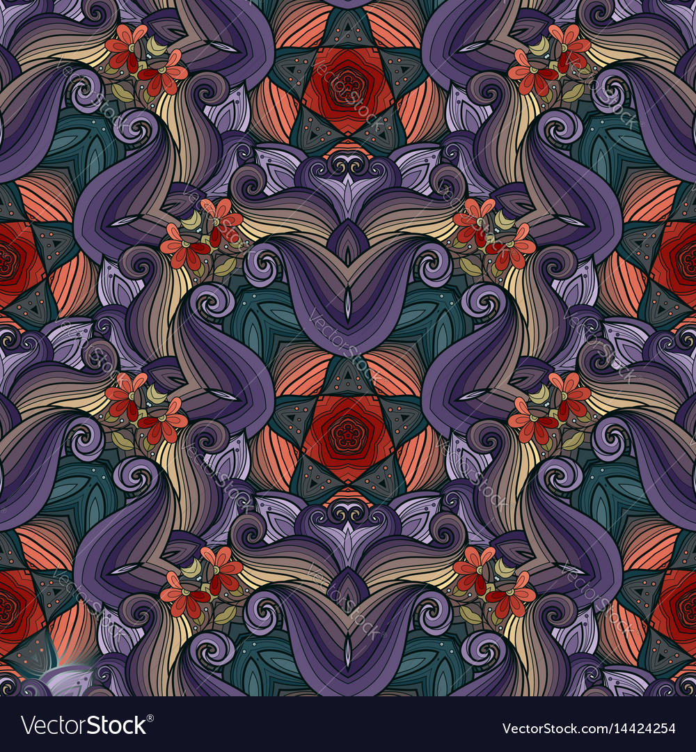 Seamless colored ornate pattern Royalty Free Vector Image