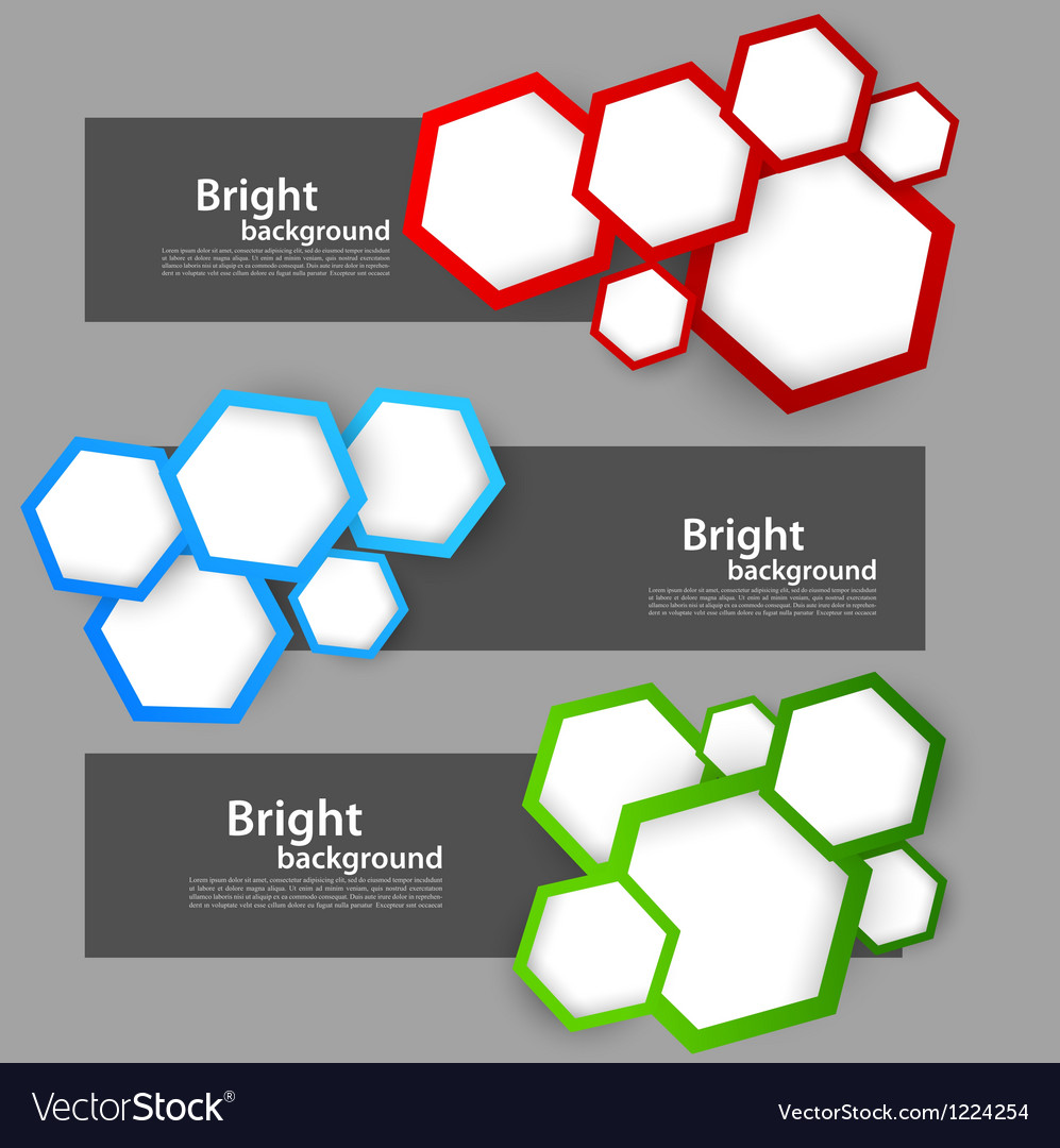 Set of banners with hexagons